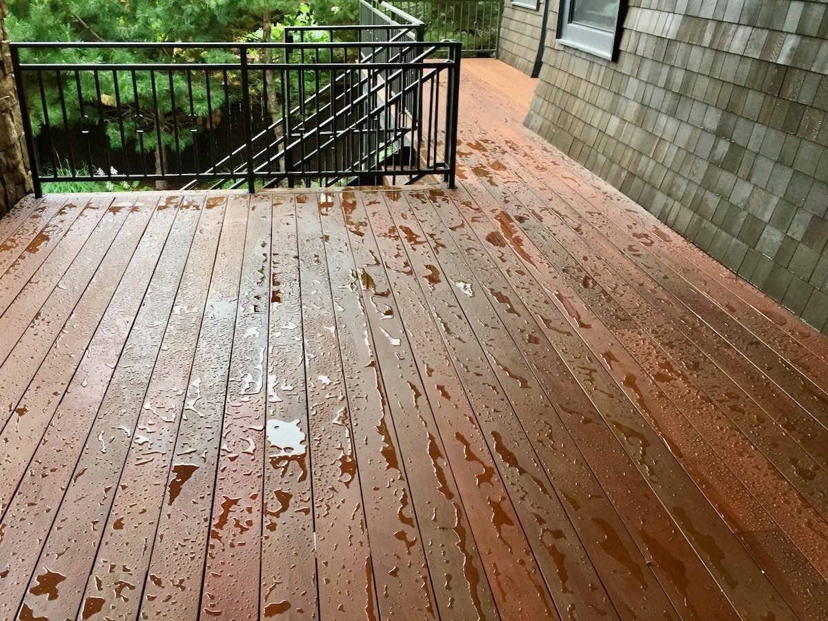 restored hardwood deck with boodge oil deck stain