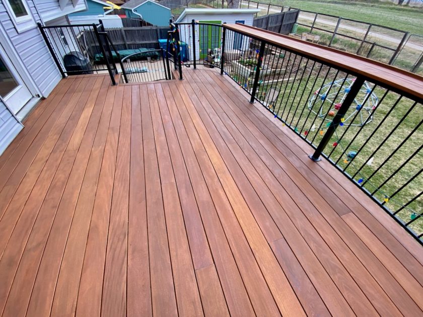 refinished hardwood deck with local deck stain in louisville co